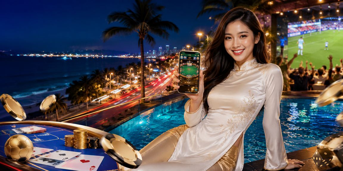 Người phụ nữ áo dài tại Phan Thiết thư giãn với Baccarat trực tuyến trên điện thoại